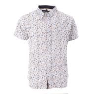 Chemise Blanc/Marine à Motifs Homme RMS26 4785 pas cher