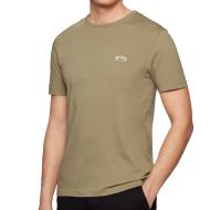 T-Shirt Kaki Homme Hugo Boss Tee Curved pas cher