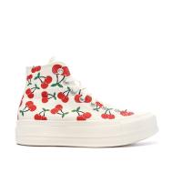 Baskets Ecru et Cerises Femme Converse Chuck Taylor All Star Lift vue 2