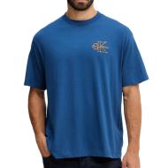 T-Shirt Bleu Homme Calvin Klein Jeans Monolog pas cher