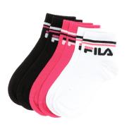 x3 Chaussettes Noir/Rose/Blanc Enfant Fila Quarter pas cher