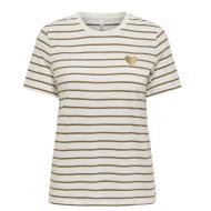 T-Shirt Blanc/Camel Femme Only Liva