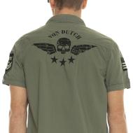 Chemise Kaki Homme Von Dutch Popline vue 2