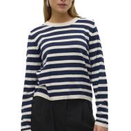 Pull Rayure Marine/Écru Femme Vero Moda Fantastic Button