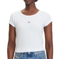 T-Shirt Blanc Femme Calvin Klein Label 2x2 pas cher
