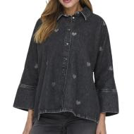 Chemise en Jean Noir Femme Only Grace 3/4 pas cher