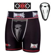 Short de boxe Noir/Rouge Homme Metal Boxe Shorty Extra Cup vue 2