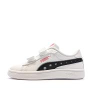 Baskets Blanches/Noires/Roses Fille Puma Smash 3.0 pas cher
