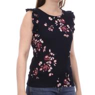 Top Marine/Rose à fleurs Femme Vero Moda Elisa pas cher