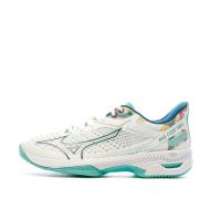 Chaussures de Tennis Blanches/Bleu Femme Mizuno Exceed Tour pas cher