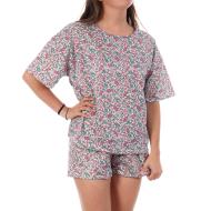Damen Pyjama Weiß/Pink/Türkis Lulu Castagnette Blumen günstig