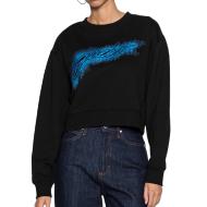 Sweat Noir Femme Guess Logo Crop