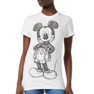 T-Shirt Blanc Femme Disney Mickey Forward Sketch pas cher