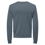 Pull Bleu Gris Homme Only & Sons Life Crew Knit vue 2