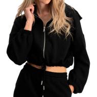 Sweat Zippé Noir Femme Only Lett