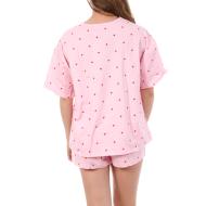Pijama corto de mujer rosa/rojo Lulu Castagnette Petits Cœurs ver 2