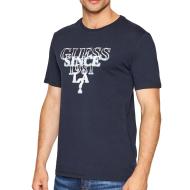 T-shirt Marine Homme Guess Blurry pas cher