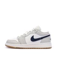 Basket Grise/Marine Garçon Nike Air Jordan 1 Low pas cher