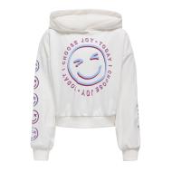 Sweat à Capuche Blanc Fille Kids ONLY Smile Life pas cher