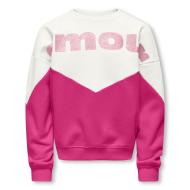 Sweat Rose/Blanc Fille Kids ONLY Kogruna pas cher