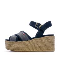 Sandales compensées marine femme Tommy Hilfiger Natural pas cher