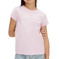T-Shirt Rose Pale Fille Calvin Klein Jeans Script Logo pas cher