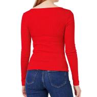 T-shirt Manches Longues Rouge Femme Tommy Hilfiger Button vue 2