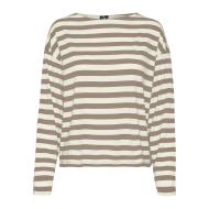 T-Shirt Manches Longues Marron/Blanc Femme Vero Moda Palma