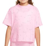 T-Shirt Rose/Blanc Fille Nike Boxy pas cher