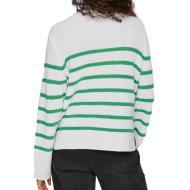 Pull Blanc/Vert Femme Vila Stripe vue 2