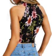 Top Noir à fleurs Femme Guess Jadie vue 2