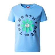 T-shirt Bleu/Vert Fille The North Face Teen Festival Daisy pas cher