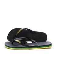 Tongs Noir/Jaune Homme Havaianas Brasil Layers pas cher
