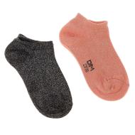 2x Paires de Chaussettes Rose/Gris à Motifs Fille Dim Fantaisie pas cher