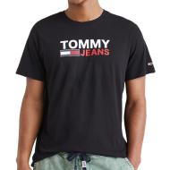 T-shirt Noir Homme Tommy Jeans Corp Logo pas cher