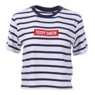 T-Shirt Blanc et marine Rayures Femme Teddy Smith SUPERA pas cher