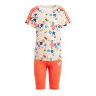 Ensemble survêtement orange Fille Adidas Cyc Short Tee S pas cher