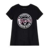 T-shirt Noir Fille Guess Frontal