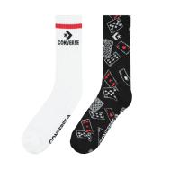 2x Paires de Chaussettes Blanc/Noir Homme Converse S7021469 pas cher